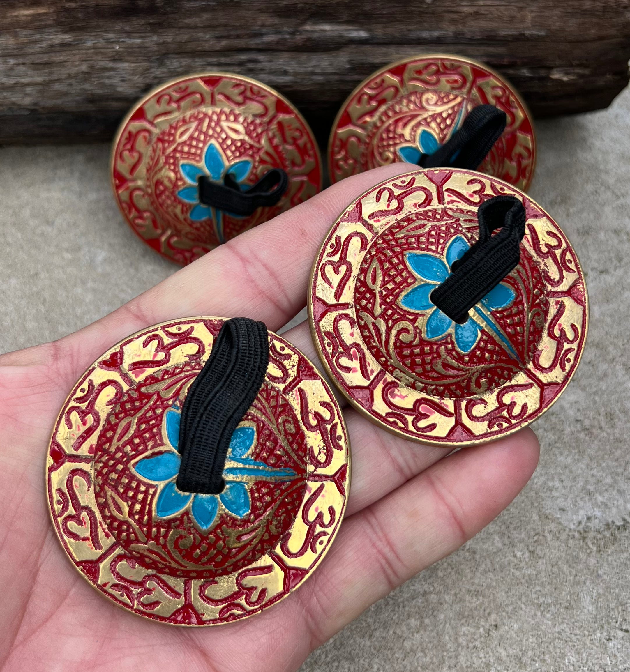 2 Pairs Brass Om Finger Cymbals Zills for Belly Dancing