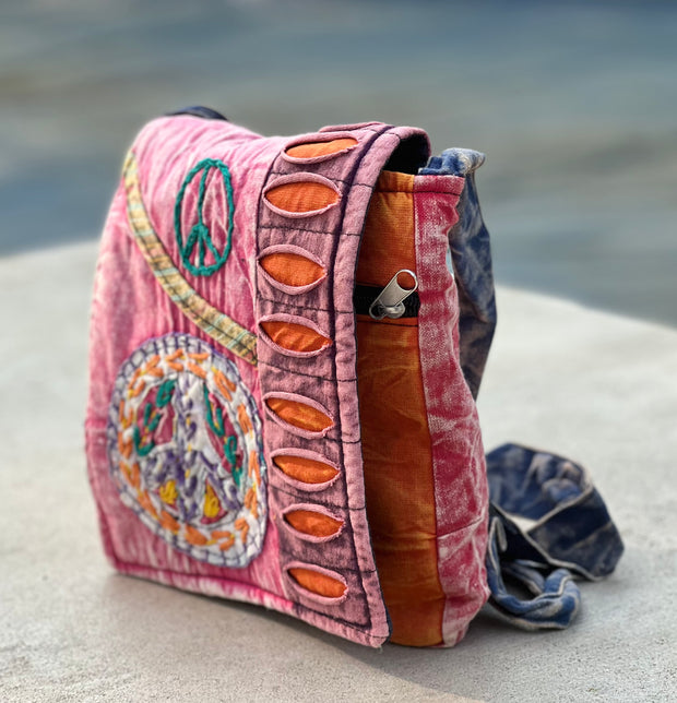 Handmade Hippie Cross Body Bag, Travel Sling Bag, Vegan Passport Bag, Travel Cute Purse, Hippie Shoulder Bag, Fair Trade