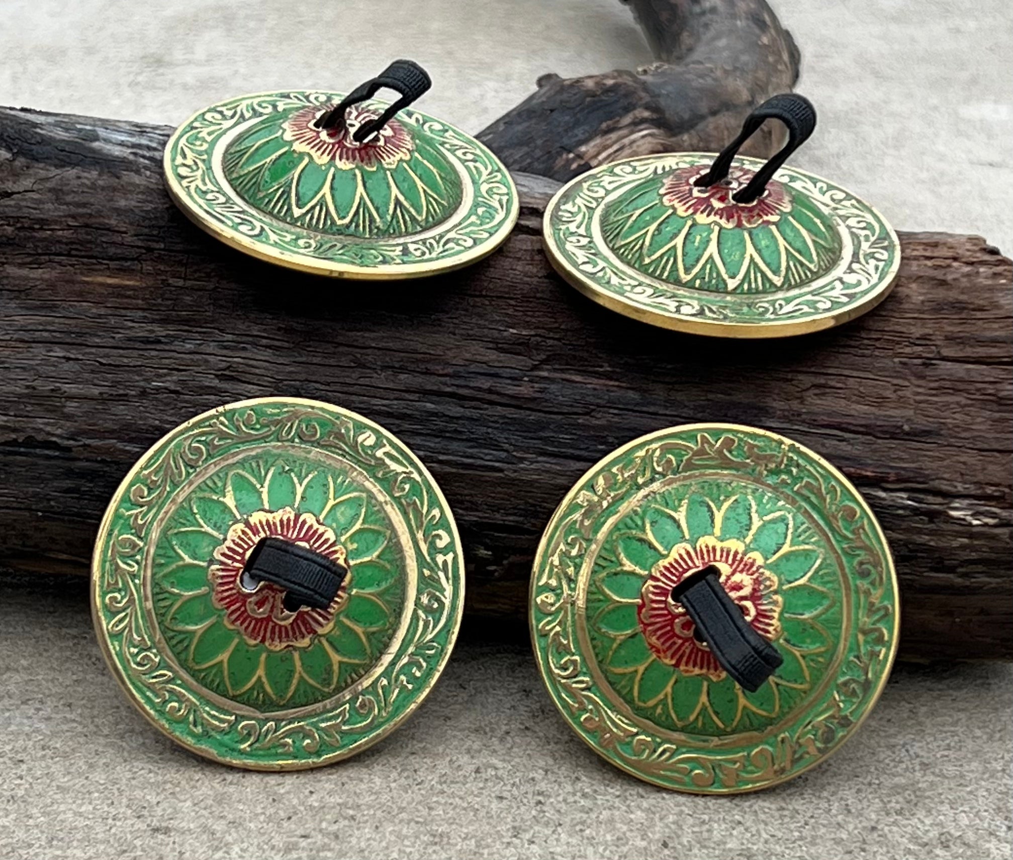 2 Pairs Brass Lotus Flower Finger Cymbals Zills for Belly Dancing