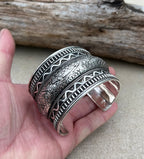 Handcrafted Cuff Bracelet Vintage Floral Design Boho Gypsy Ethnic Jewelry
