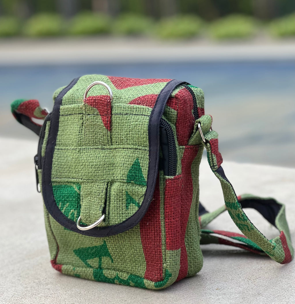 Hemp Handmade Hippie Cross Body Bag, Travel Sling Bag, Vegan Passport Bag, Travel Cute Purse, Hippie Shoulder Bag, Fair Trade