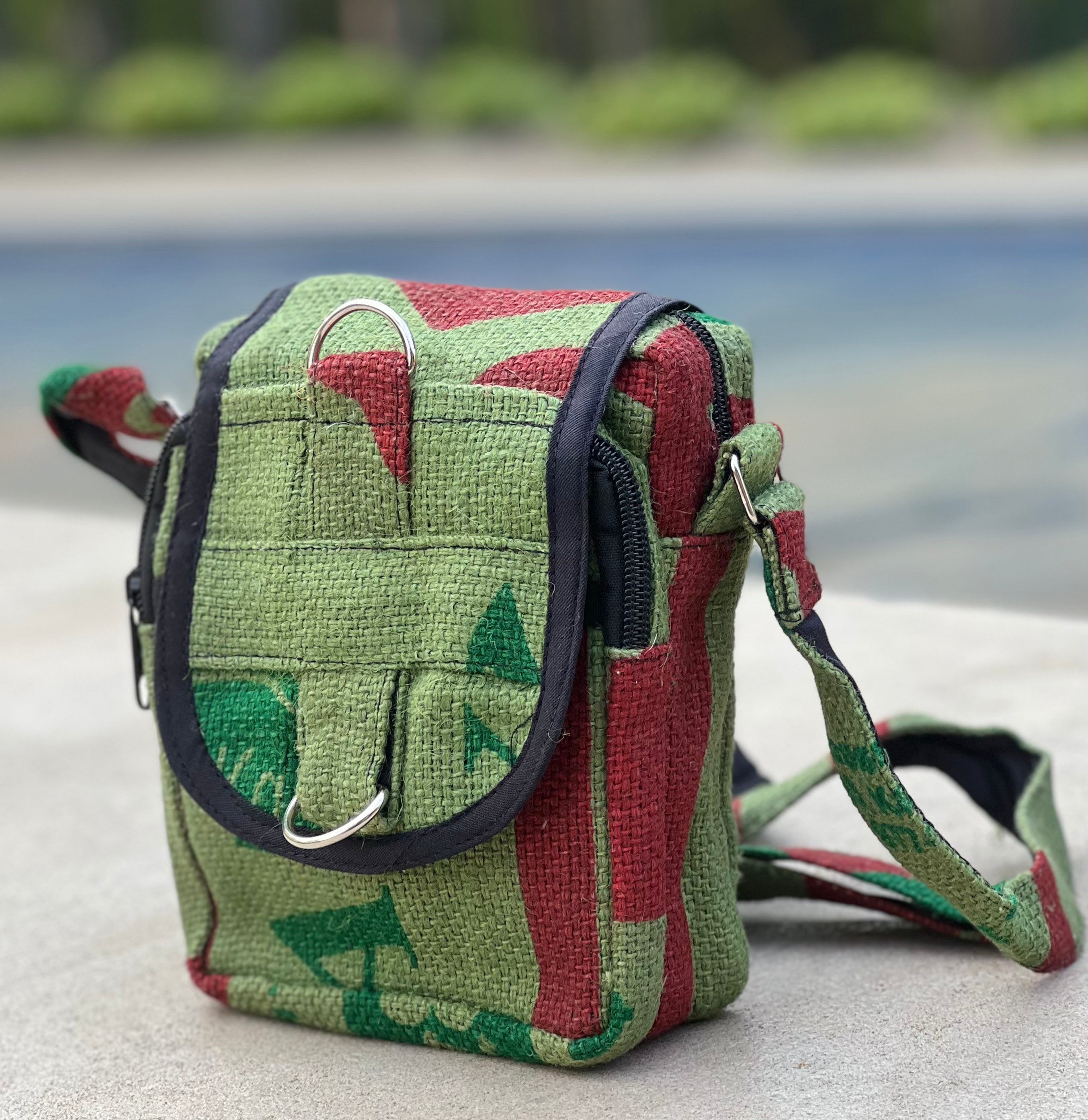 Hemp Handmade Hippie Cross Body Bag, Travel Sling Bag, Vegan Passport Bag, Travel Cute Purse, Hippie Shoulder Bag, Fair Trade
