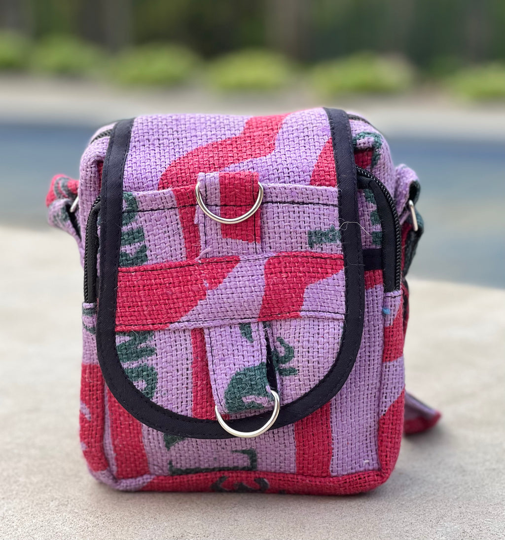 Hemp Handmade Hippie Cross Body Bag, Travel Sling Bag, Vegan Passport Bag, Travel Cute Purse, Hippie Shoulder Bag, Fair Trade