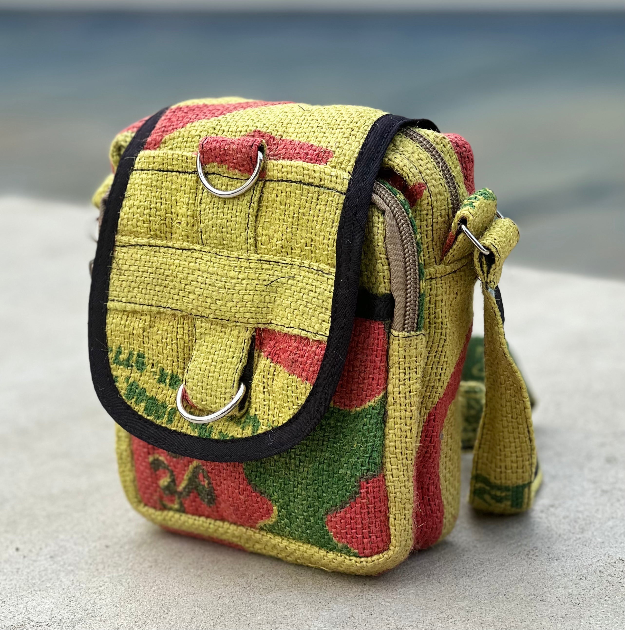 Hemp Handmade Hippie Cross Body Bag, Travel Sling Bag, Vegan Passport Bag, Travel Cute Purse, Hippie Shoulder Bag, Fair Trade
