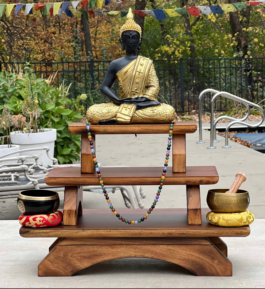 Premium Solid Wood Hand Carved Personal Shrine Altar Meditation Table - DharmaObjects