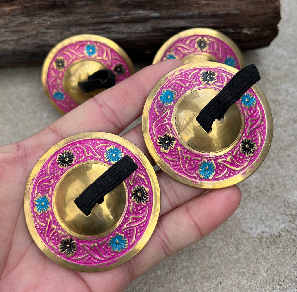 Pairs Brass Floral Finger Cymbals Zills for Belly Dancing