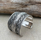 Handcrafted Cuff Bracelet Vintage Floral Design Boho Gypsy Ethnic Jewelry