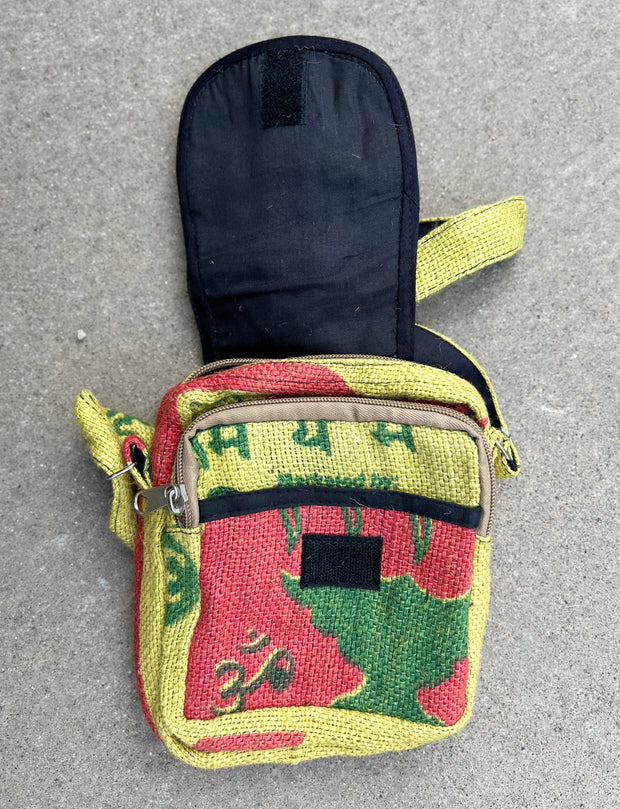 Hemp Handmade Hippie Cross Body Bag, Travel Sling Bag, Vegan Passport Bag, Travel Cute Purse, Hippie Shoulder Bag, Fair Trade