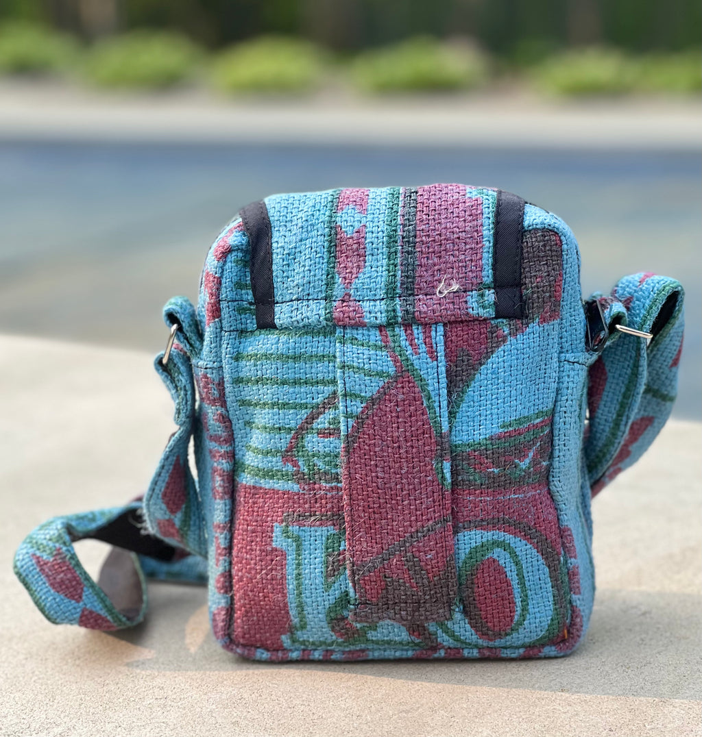 Hemp Handmade Hippie Cross Body Bag, Travel Sling Bag, Vegan Passport Bag, Travel Cute Purse, Hippie Shoulder Bag, Fair Trade