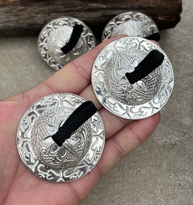 2 Pairs Brass Om Finger Cymbals Zills for Belly Dancing