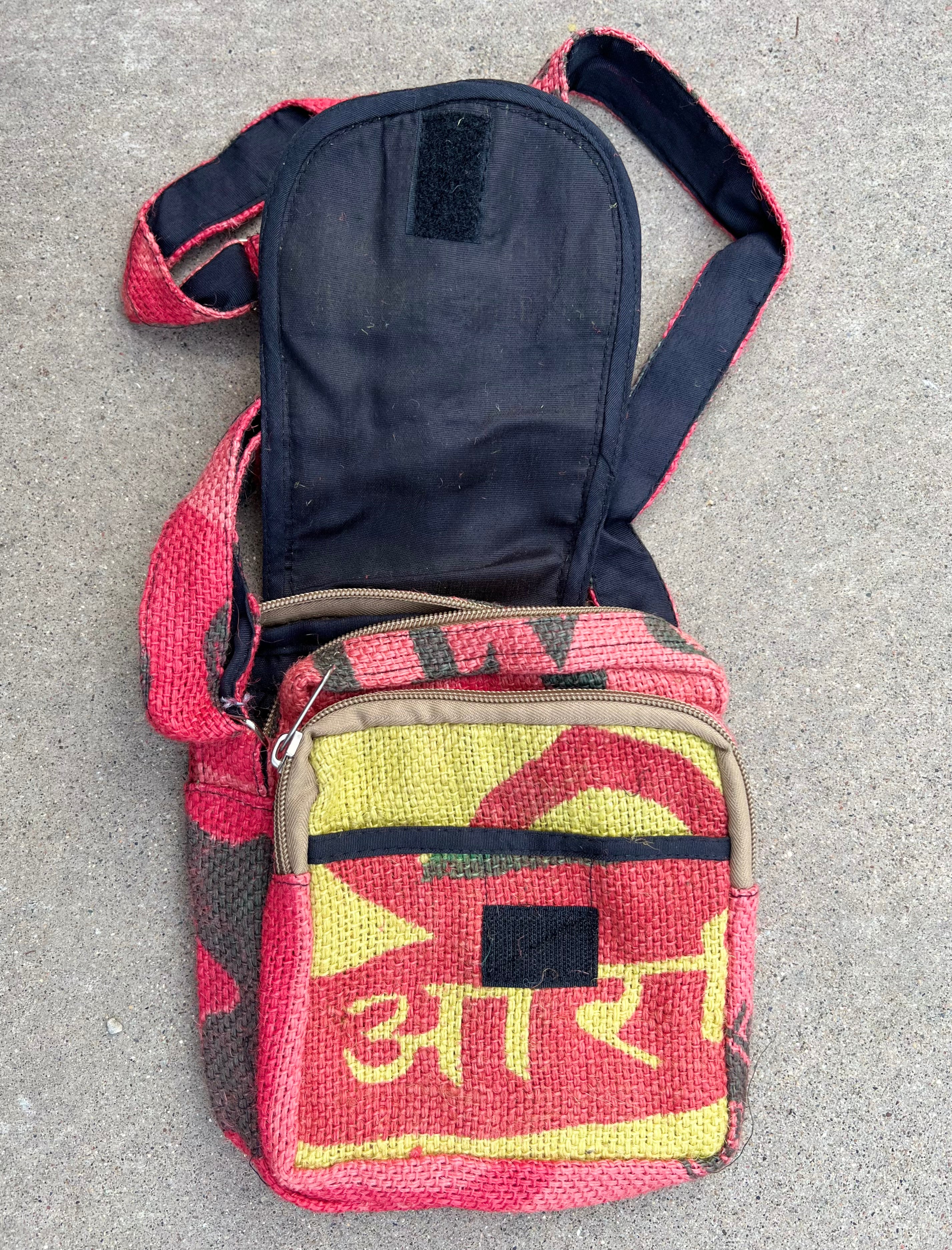 Hemp Handmade Hippie Cross Body Bag, Travel Sling Bag, Vegan Passport Bag, Travel Cute Purse, Hippie Shoulder Bag, Fair Trade