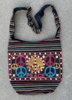 Peace Signs Hippie Hobo Bohemian Crossbody Bag Purse - DharmaObjects