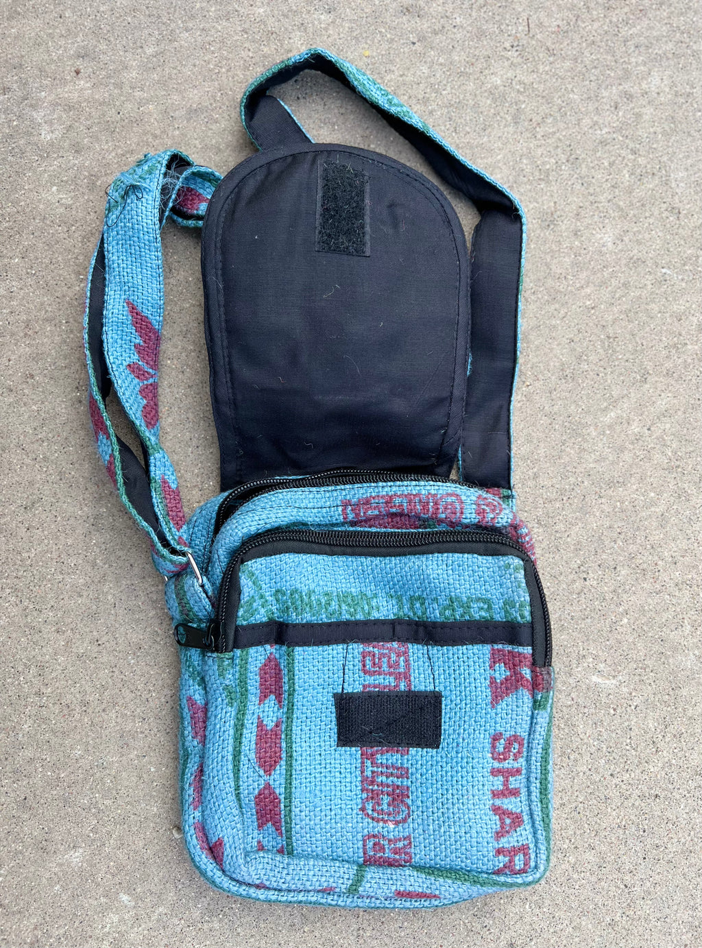 Hemp Handmade Hippie Cross Body Bag, Travel Sling Bag, Vegan Passport Bag, Travel Cute Purse, Hippie Shoulder Bag, Fair Trade