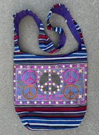 Peace Signs Hippie Hobo Bohemian Crossbody Bag Purse - DharmaObjects