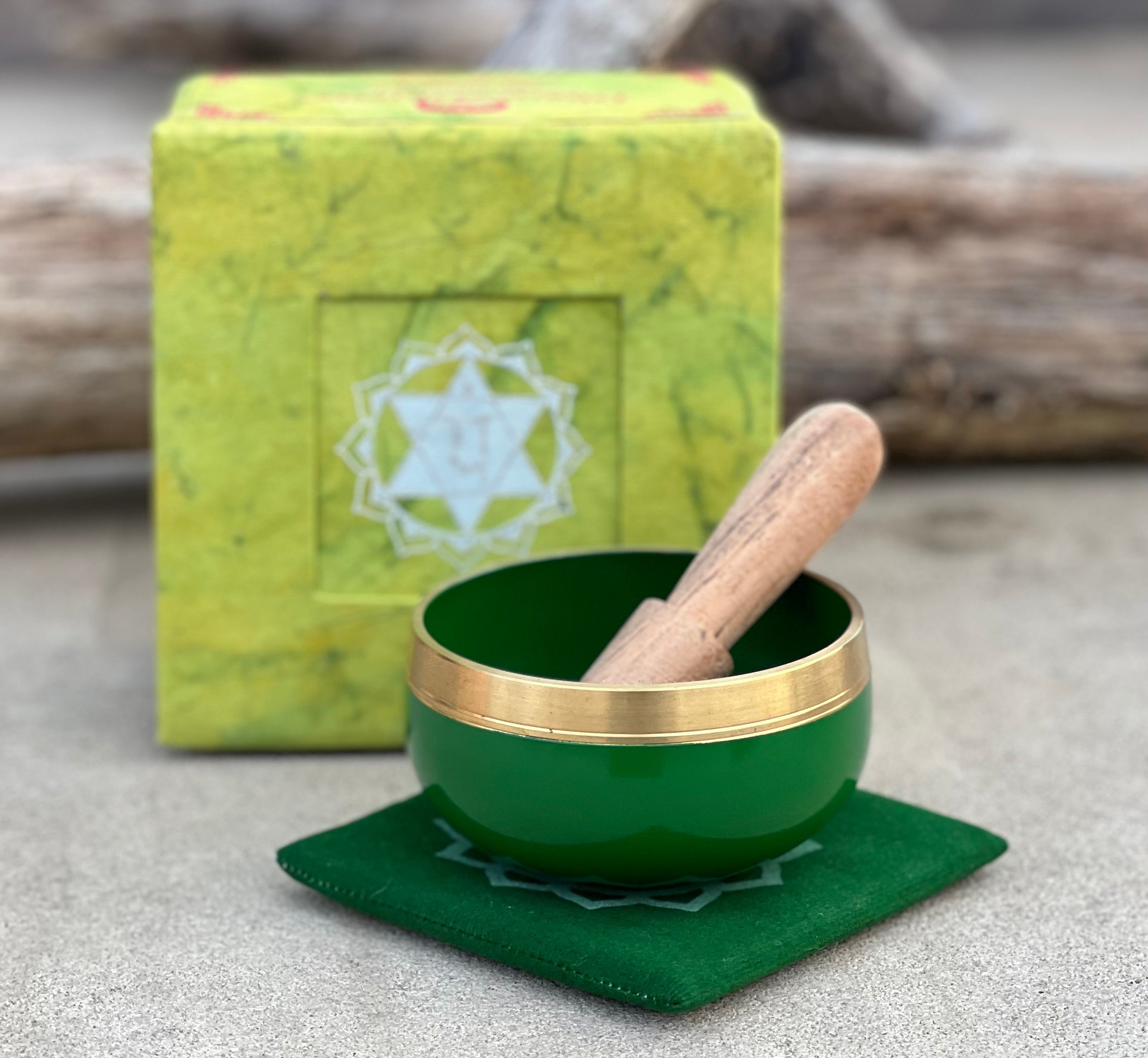 Chakra Singing Bowl Palm Size Complete Gift Box Set. - DharmaObjects
