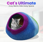 KayJayStyles Rainbow Felt Cat Cave / Cat Bed / Warm Cat House / Cat Cocoon Hand Felted Natural Wool Eco-Friendly - Great Cat Gift - DharmaObjects