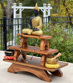 Premium Solid Wood Hand Carved Personal Shrine Altar Meditation Table - DharmaObjects