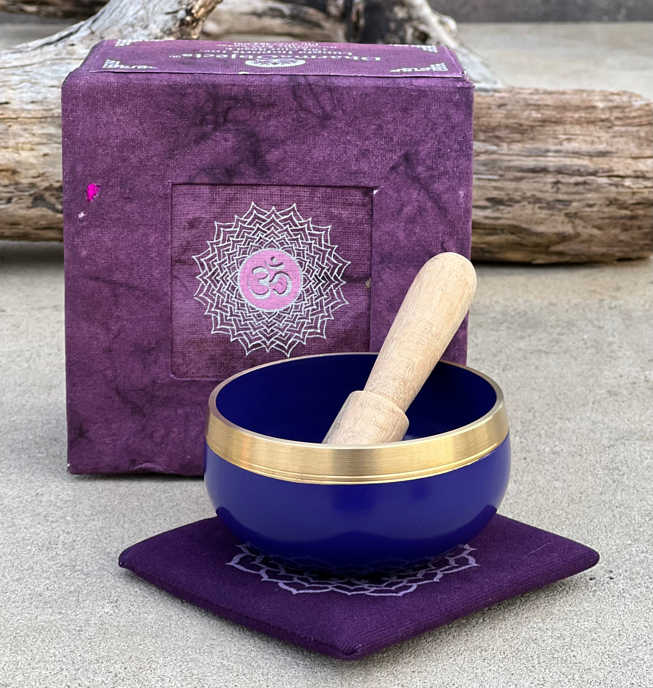 Chakra Singing Bowl Palm Size Complete Gift Box Set. - DharmaObjects