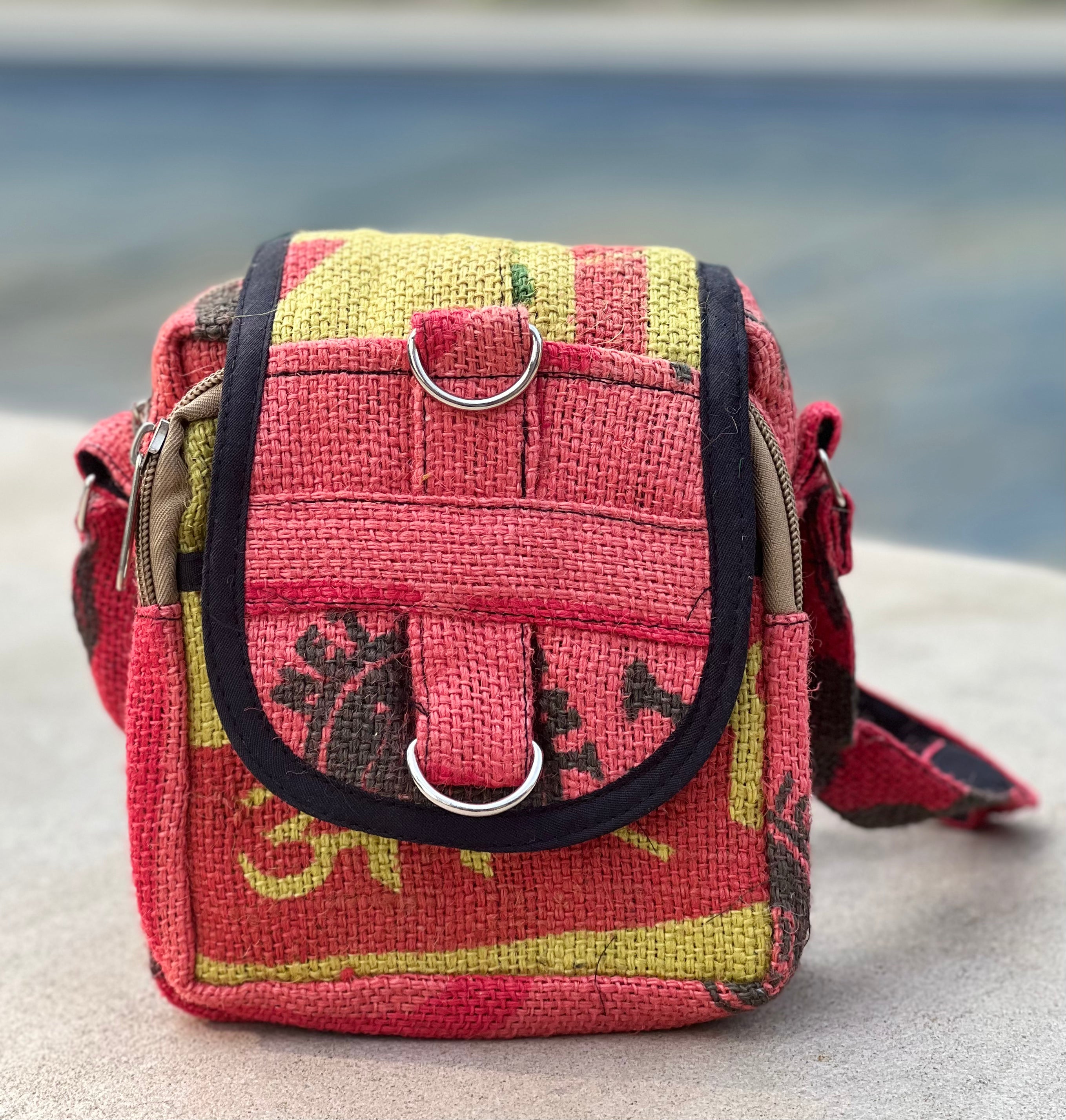 Hemp Handmade Hippie Cross Body Bag, Travel Sling Bag, Vegan Passport Bag, Travel Cute Purse, Hippie Shoulder Bag, Fair Trade
