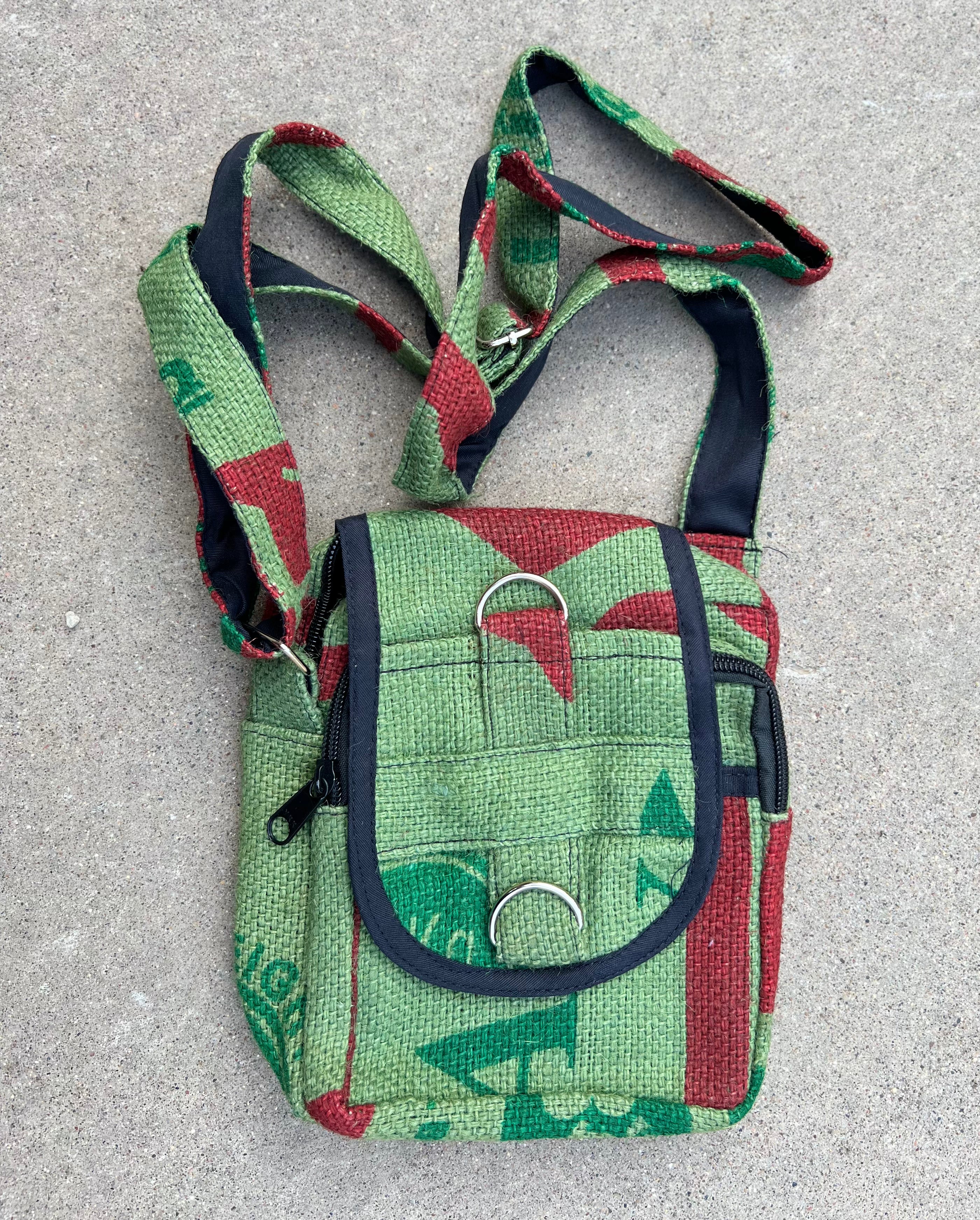Hemp Handmade Hippie Cross Body Bag, Travel Sling Bag, Vegan Passport Bag, Travel Cute Purse, Hippie Shoulder Bag, Fair Trade