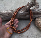 Natural Sandalwood 108 Bead Meditation Mala | Adjustable Japa Prayer Beads | Buddhist Hindu Yoga Mala | Guru Bead Necklace | Spiritual Gift
