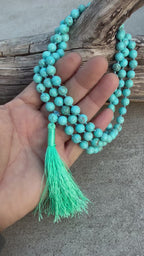 Turquoise Mala 108 Beads – Hand Knotted Gemstone Meditation Prayer Necklace