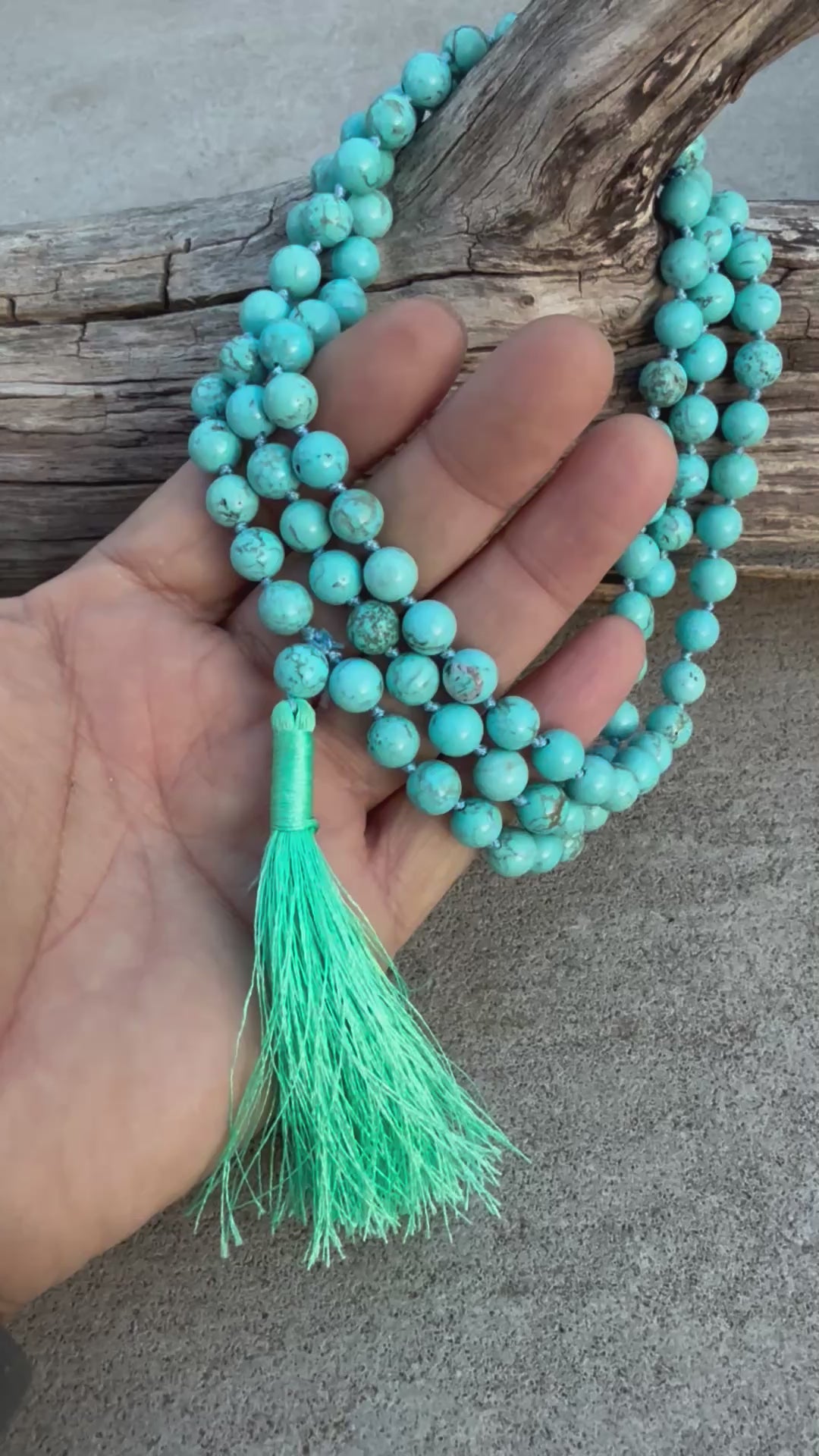 Turquoise Mala 108 Beads – Hand Knotted Gemstone Meditation Prayer Necklace