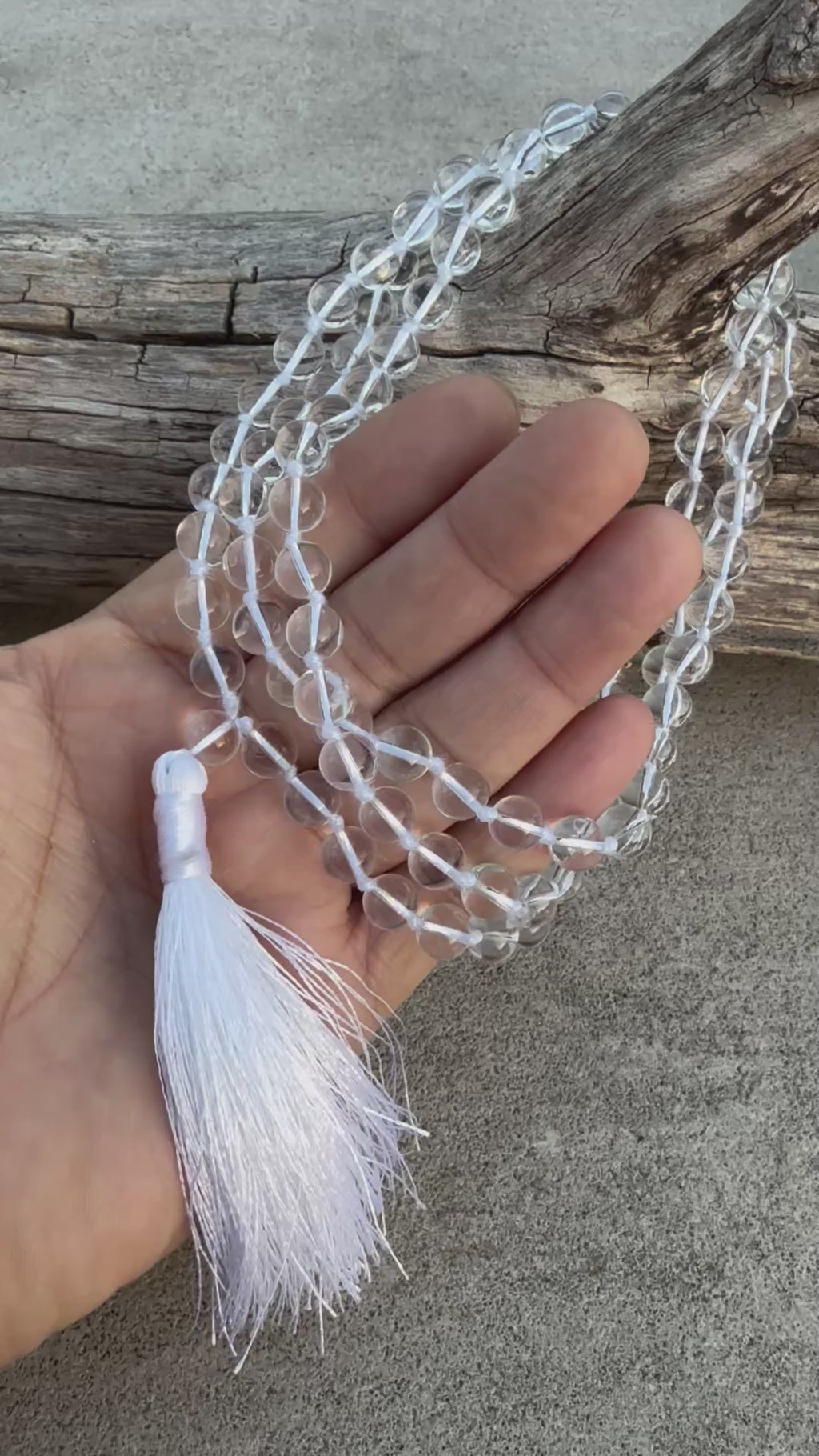 Natural Himalayan Crystal Hand Knotted Mala, Rosary 108 Beads, Japa Mala, Meditation Mala, Mala Necklace, Free Silk Pouch