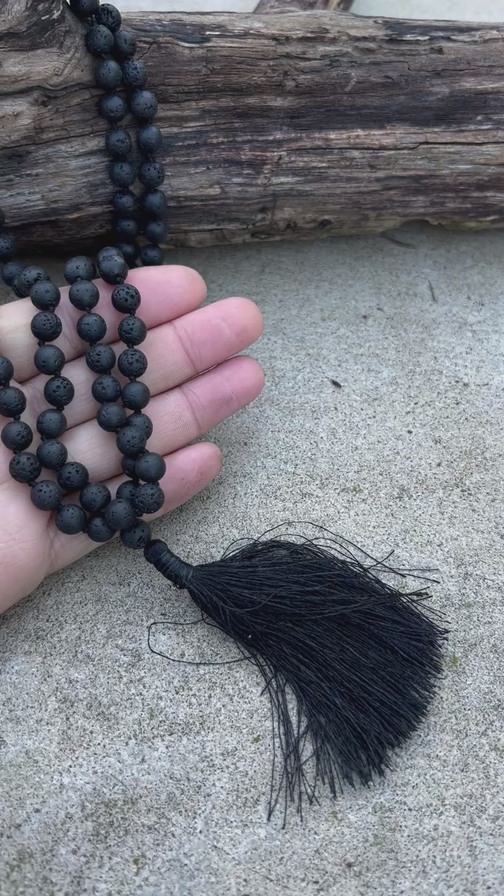 Lava Stone Mala 108 Beads – Hand Knotted Gemstone Meditation Prayer Necklace