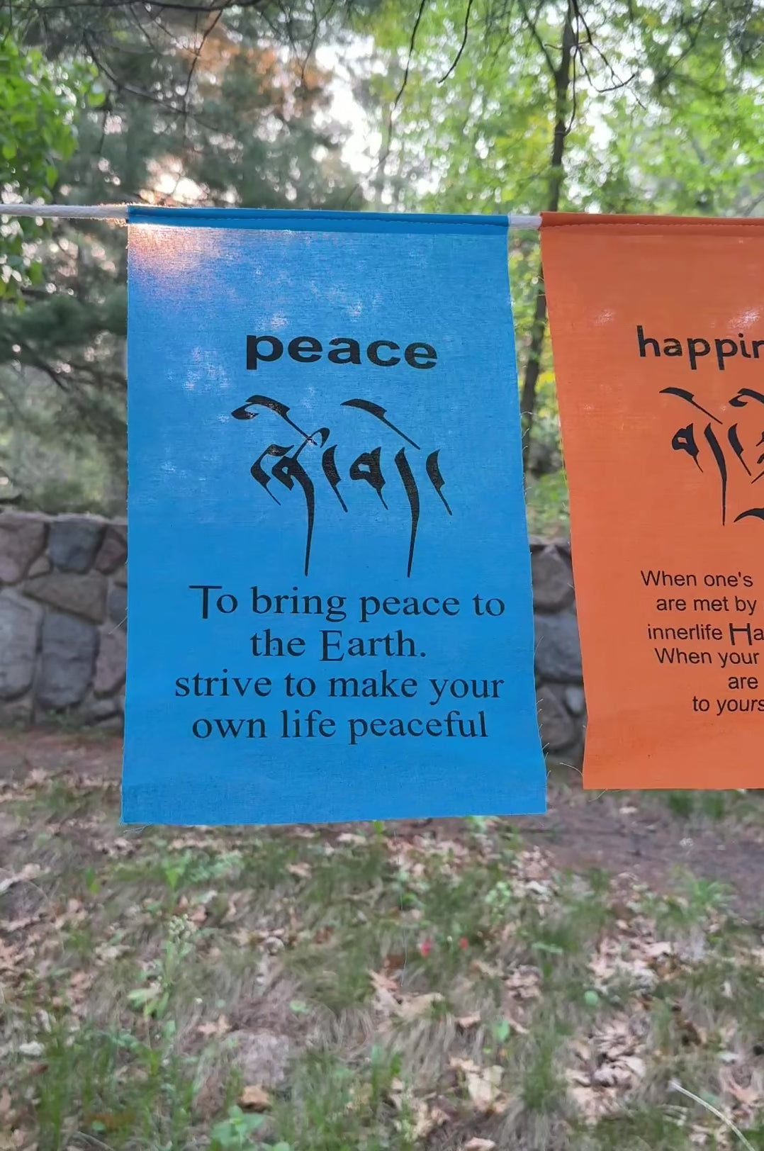 Handmade Tibetan Affirmation Prayer Flags - Peace, Happiness, Courage, Love, Tranquility, Wisdom