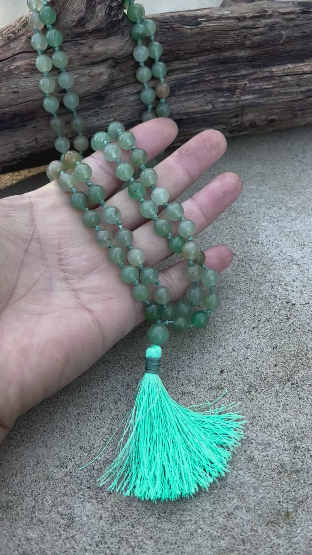 Green Aventurine Mala 108 Beads – Hand Knotted Gemstone Meditation Prayer Necklace