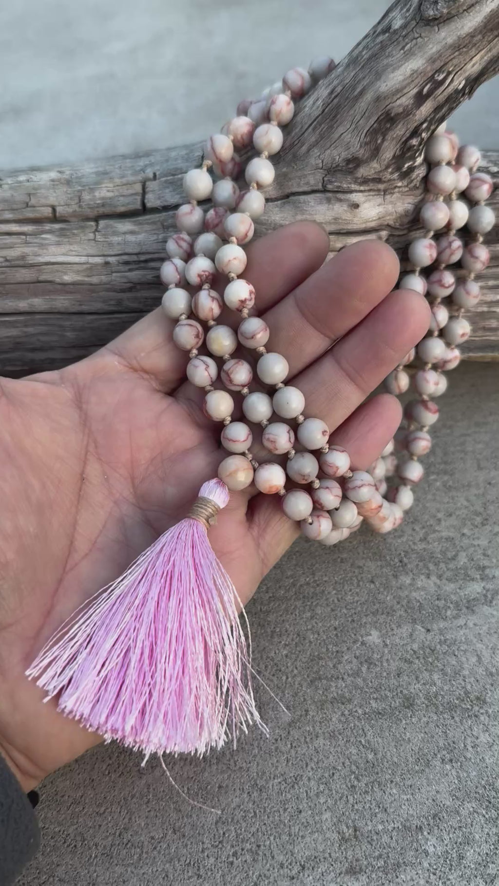 Red Jasper Mala 108 Beads – Hand Knotted Gemstone Meditation Prayer Necklace