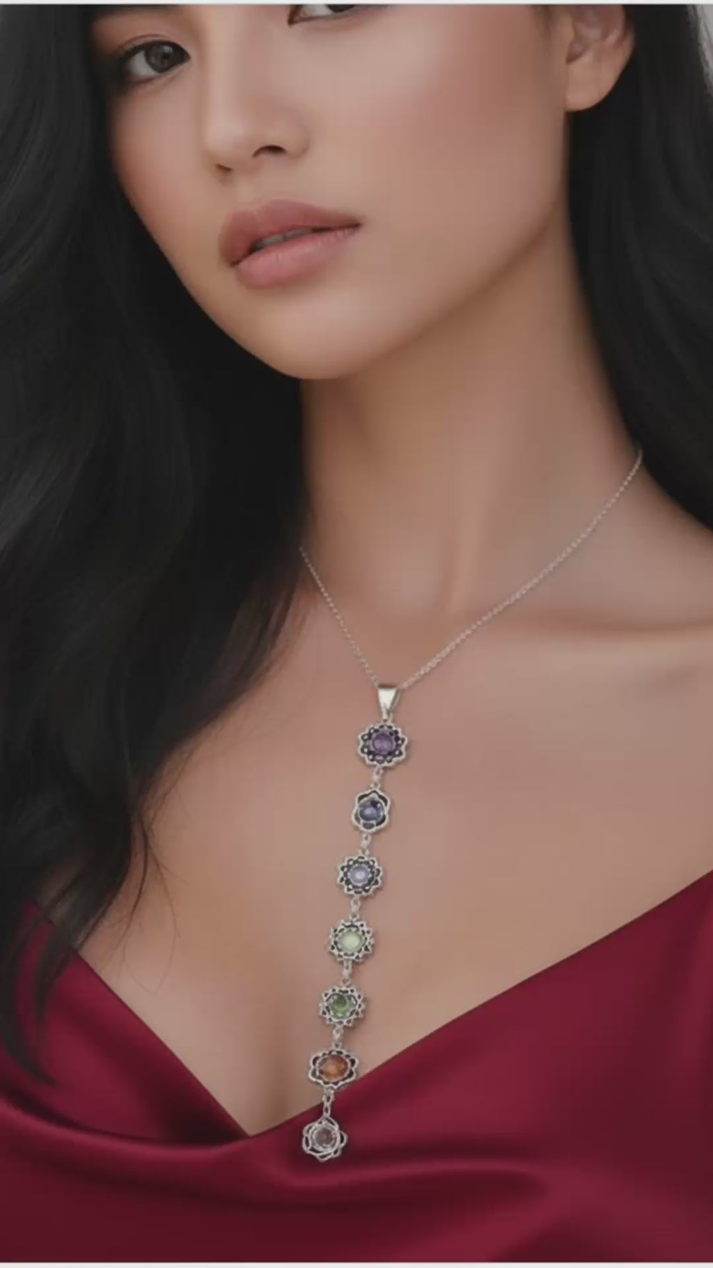 7 Chakras Necklace with Healing Stones | Chakra Jewelry Pendant | Karma Necklace | Spiritual Energy Balance Necklace | Yoga Gift