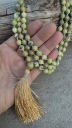 Serpentine Mala 108 Beads – Hand Knotted Gemstone Meditation Prayer Necklace