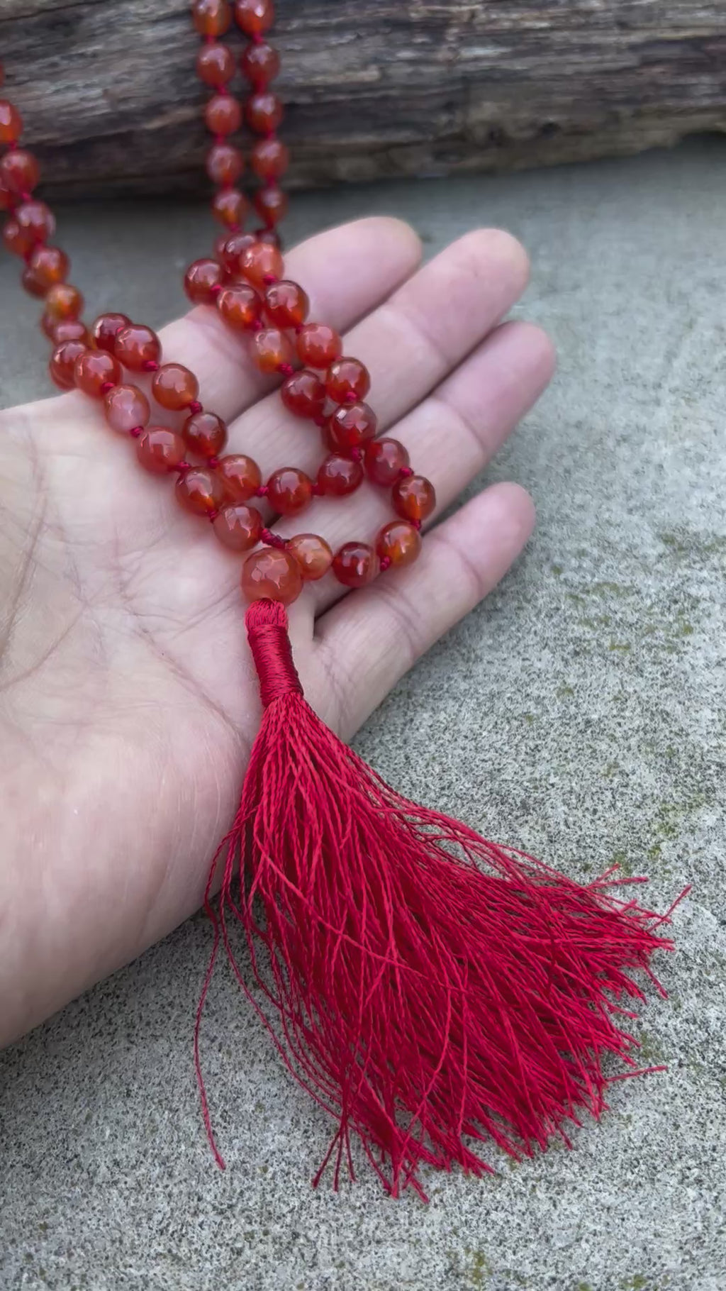 Carnelian Mala 108 Beads – Hand Knotted Gemstone Meditation Prayer Necklace
