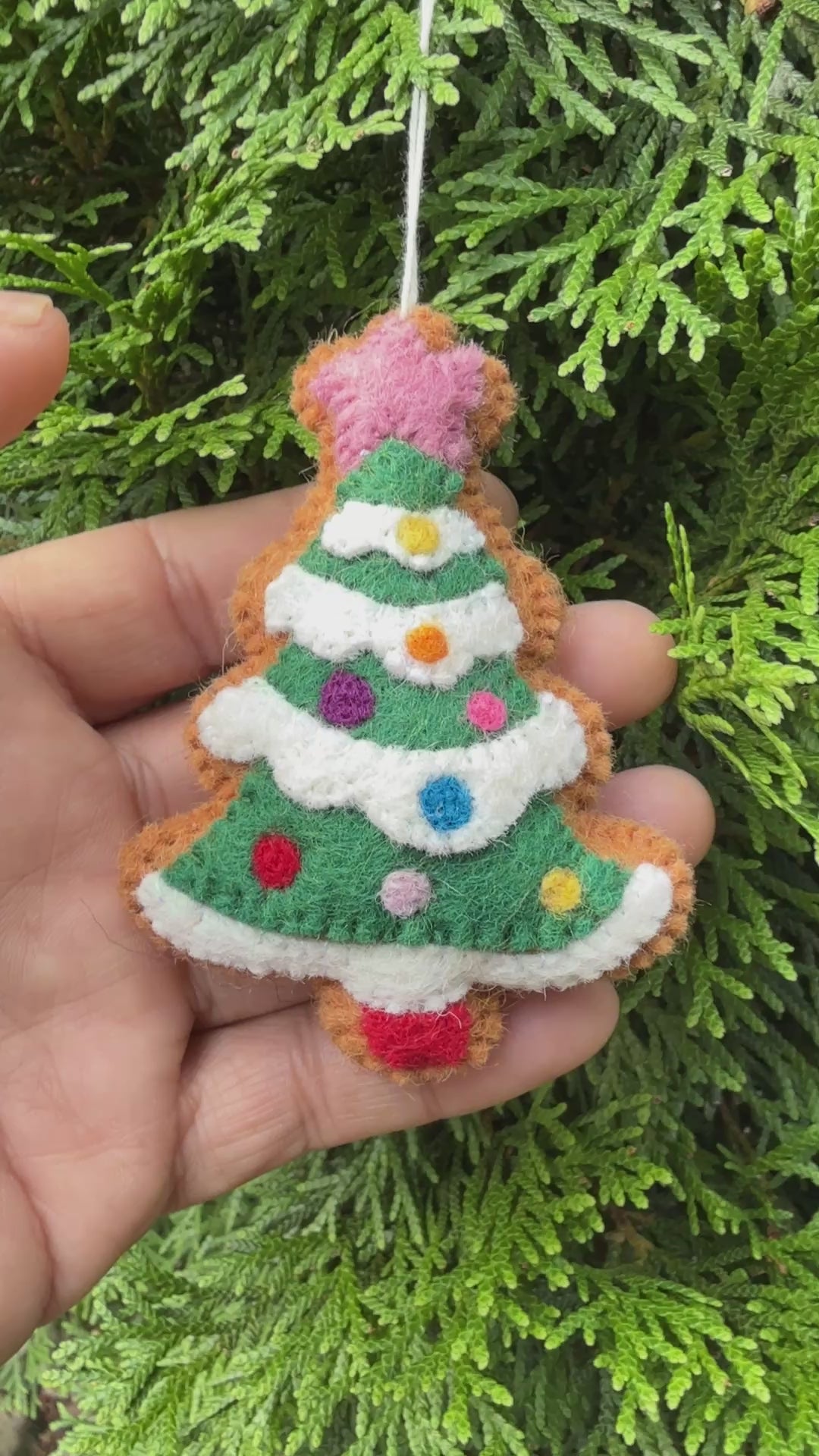 Needle Felted Star Christmas Tree/Bell/Reindeer Ornament - Felt Christmas Decor – Biodegradable Hanging Decoration