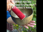 Antique Thadobati Himalayan Singing Bowl 6.5" – Solar Plexus Chakra Meditation Bowl with E Note 665 Hz, Felt Cushion & Suede Striker