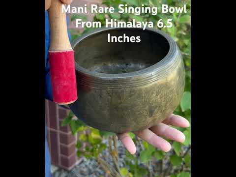 Rare Antique Mani Singing Bowl from the Himalayas 6.5" – Handcrafted Meditation Bowl with F Note 694 Hz, Cushion & Strikers