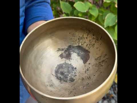 Antique Naga Pedestal Himalayan Singing Bowl 6" – Solar Plexus Chakra E 643 Hz Chalice Bowl with Gong Beater & Mallet