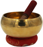 DharmaObjects Tibetan Extra Large Heavy Meditation Ring Gong Hammer Mark Singing Bowl With Mallet and Silk Cushion
