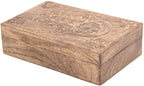 Hamsa Hand of Fatima Hand Carved Jewelry Trinket Keepsake Wooden Storage Box (Fatima Hand, Large) - DharmaObjects
