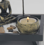 Mini Zen Garden Buddha Statue Candle and Incense Holder Complete Set Home Décor Gift - DharmaObjects