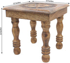 Solid Mango Wood Hand Carved Puja Shrine Altar Meditation Table (Pentagram Star) - DharmaObjects