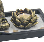 Zen Garden Buddha Statue Lotus Tea Light Candle and Incense Holder Complete Set Home Décor Gift - DharmaObjects