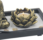 Zen Garden Buddha Statue Lotus Tea Light Candle and Incense Holder Complete Set Home Décor Gift - DharmaObjects