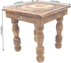 Solid Mango Wood Hand Carved Puja Shrine Altar Meditation Table (Star Moon) - DharmaObjects