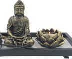 Zen Garden Buddha Statue Lotus Tea Light Candle and Incense Holder Complete Set Home Décor Gift - DharmaObjects