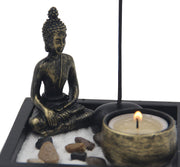 Mini Zen Garden Buddha Statue Candle and Incense Holder Complete Set Home Décor Gift - DharmaObjects