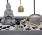 Buddha Zen Garden Tea Light Candle Holder Set (Gray Bell Buddha) - DharmaObjects