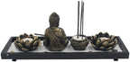 Zen Garden Buddha Statue Lotus Tea Light Candle and Incense Holder Complete Set Home Décor Gift - DharmaObjects